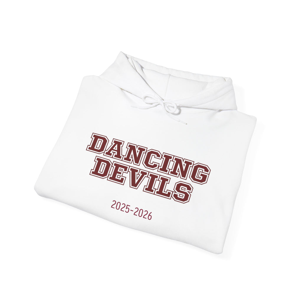 Dancing Devils Embroidered Hoodie, Maroon Text