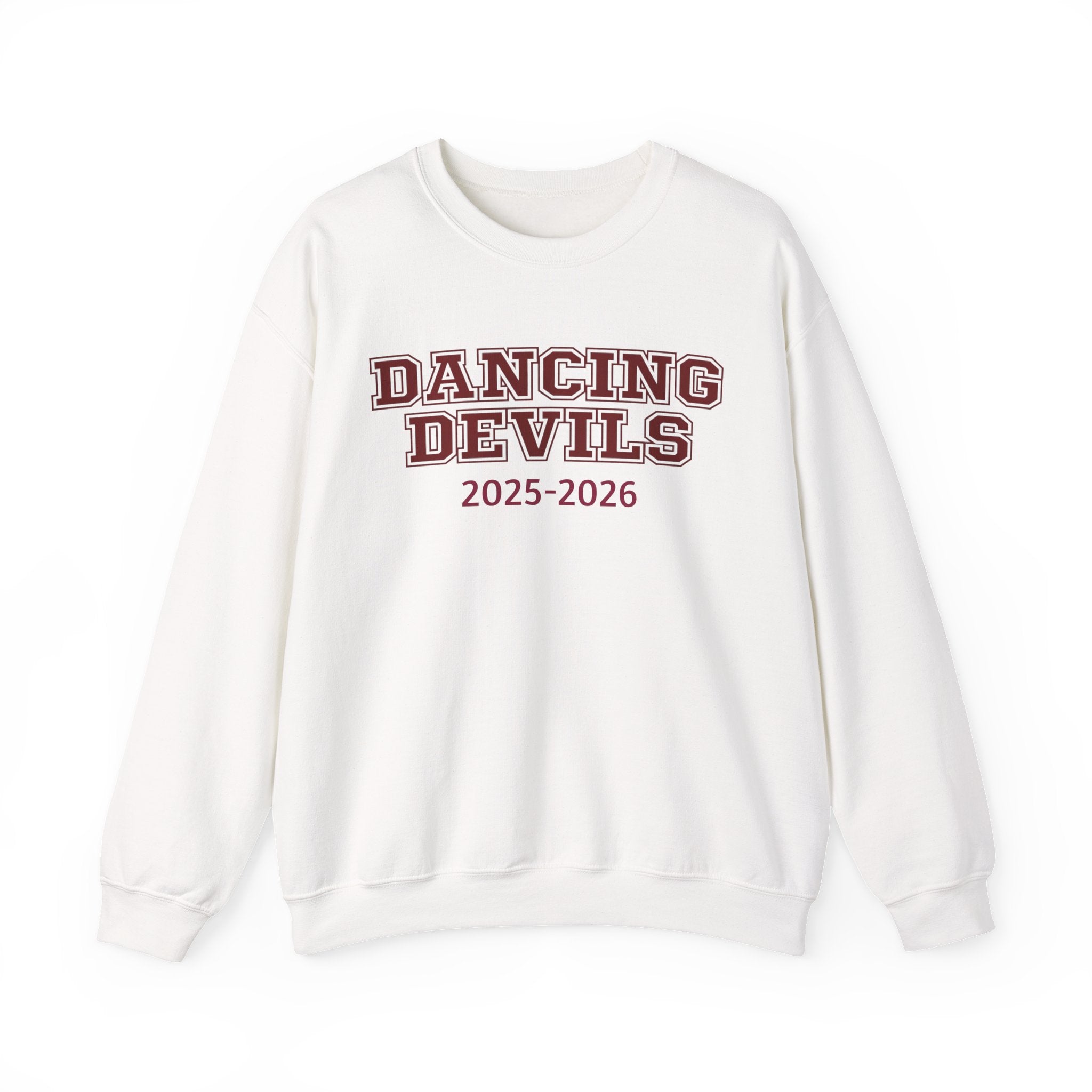 Dancing Devils Crewneck, Maroon Text