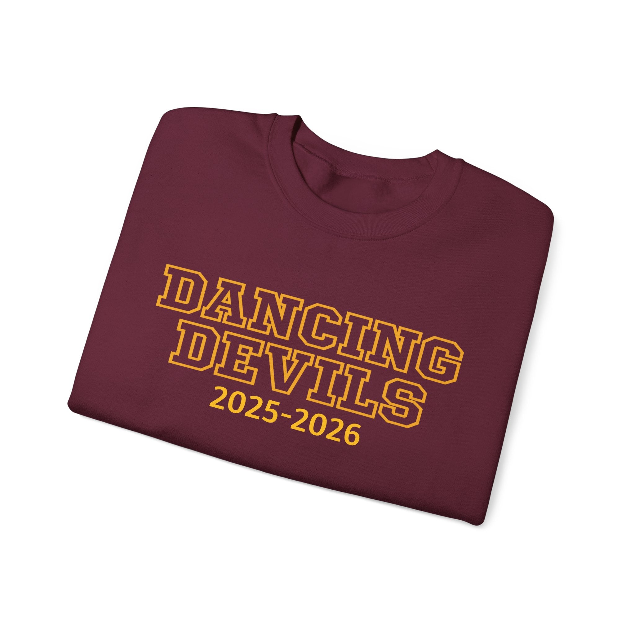Dancing Devils Crewneck, Gold Text