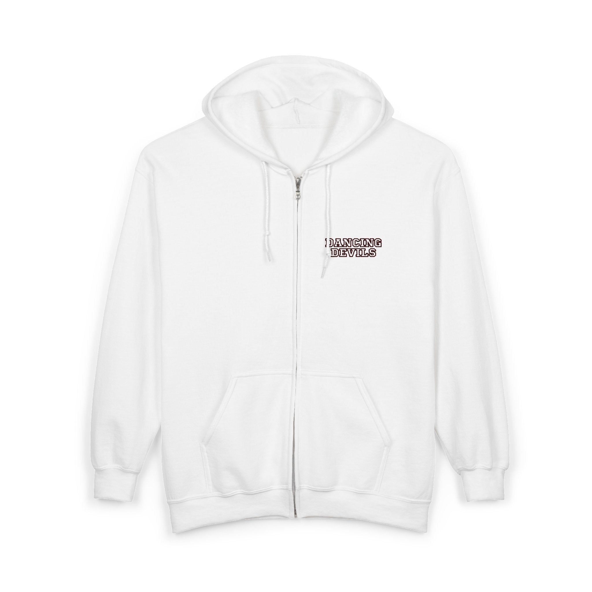 Dancing Devils Zip-up Hoodie, Maroon Text